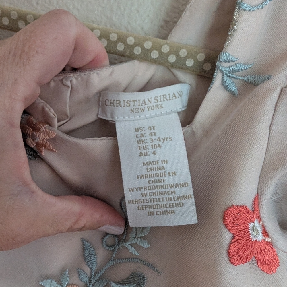 Christian Siriano Girls Special Occasion Dress Tulle Embroidered Floral 4T - Picture 4 of 5